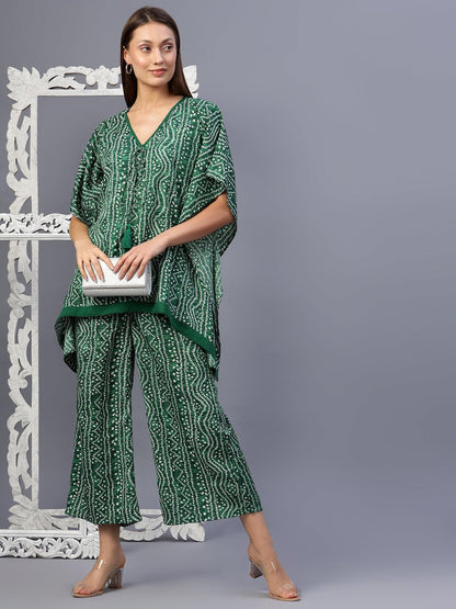 Bandhani Print kaftan Style Coord Set