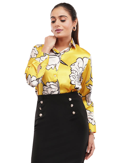 HOK yellow printed casual shirt