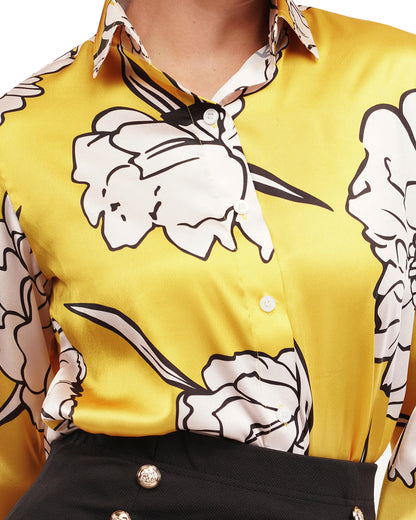 HOK yellow printed casual shirt