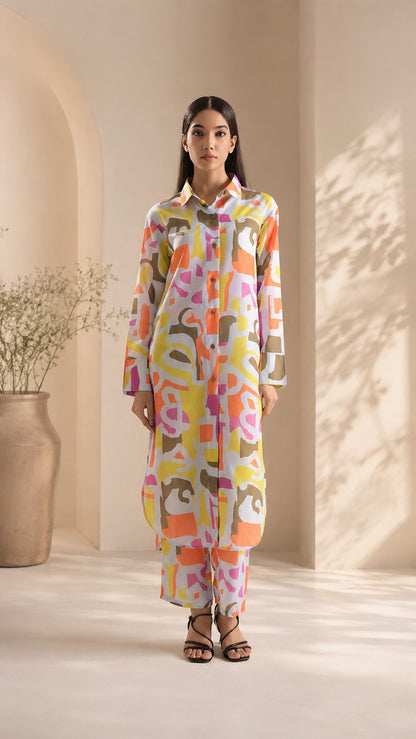 Coral Cave Coord set Long shirt