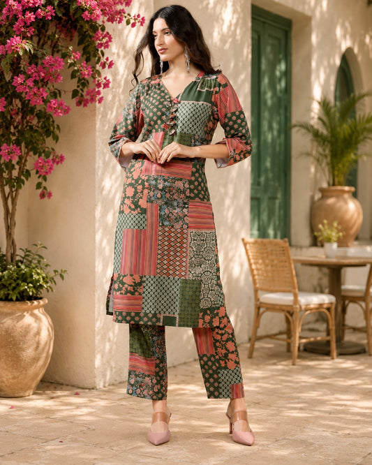 Green Grace Pure Rayon Suit Set
