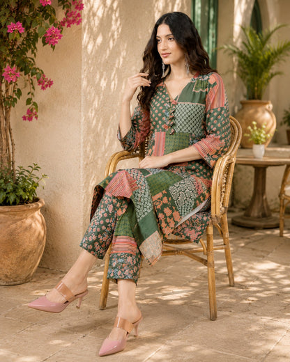 Green Grace Pure Rayon Suit Set