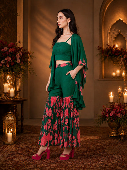 Peach Bloom Pure Muslin Sharara Set
