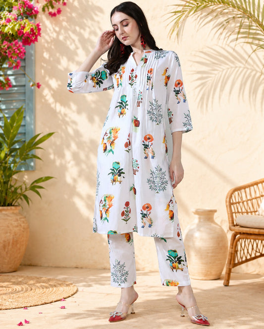 White garden Pure Cotton Suit Set