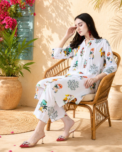 White garden Pure Cotton Suit Set