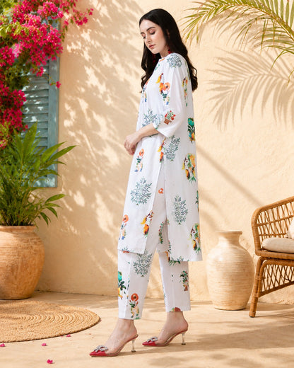 White garden Pure Cotton Suit Set