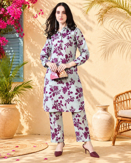 Purple hues Pure Cotton Suit Set