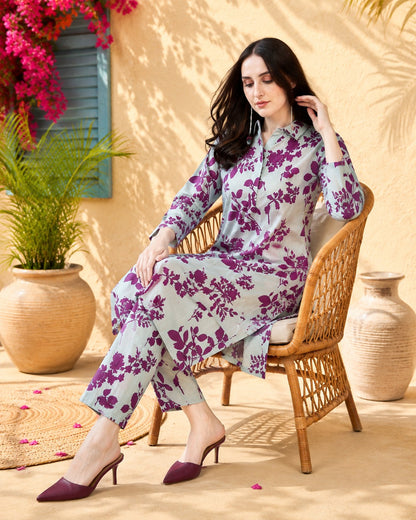 Purple hues Pure Cotton Suit Set