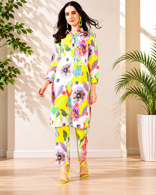 Tropical Teal Lounge Pure Cotton Suit set