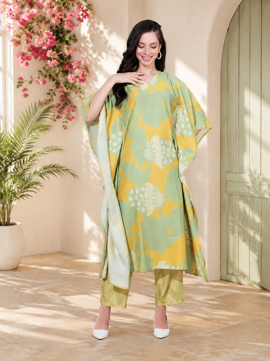 Celestial Serenity Kaftan Style Suit pure muslin