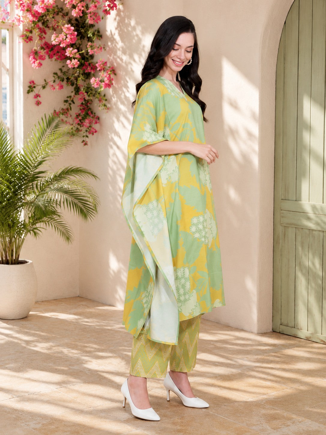 Celestial Serenity Kaftan Style Suit pure muslin