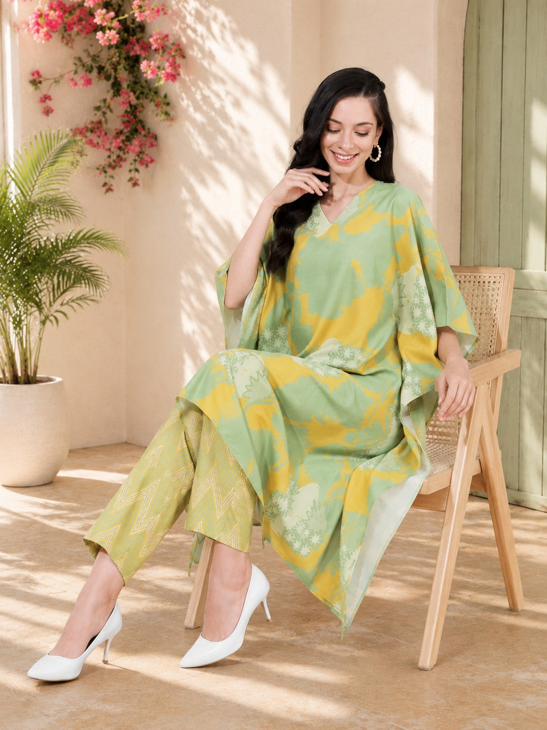 Celestial Serenity Kaftan Style Suit pure muslin