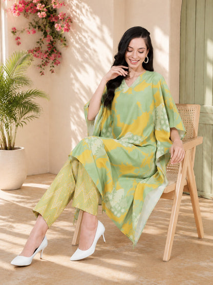 Celestial Serenity Kaftan Style Suit pure muslin