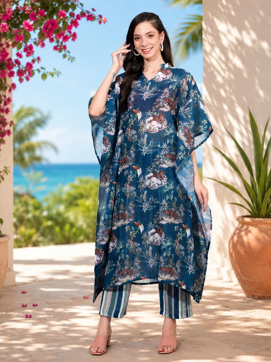 Spellbound Sunset Kaftan Style Pure linen Suit