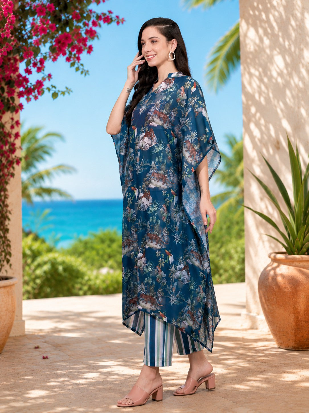 Spellbound Sunset Kaftan Style Pure linen Suit