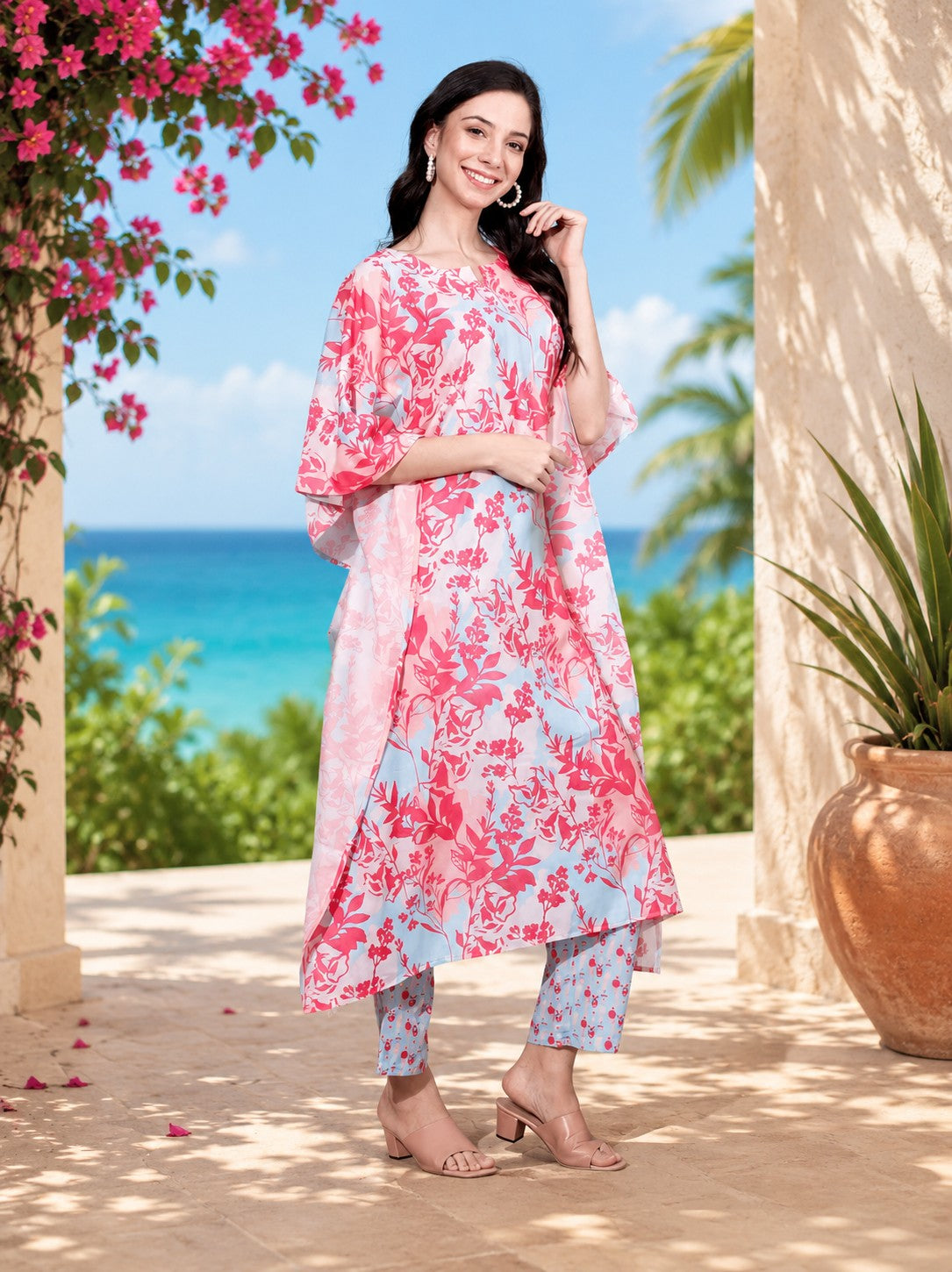 Enchanting Earth Kaftan Style Suit - Pure muslin