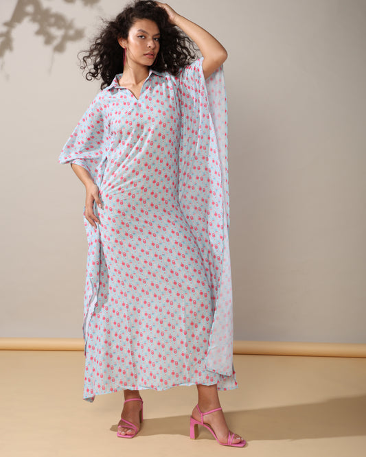 Chic cascades long kaftan dress