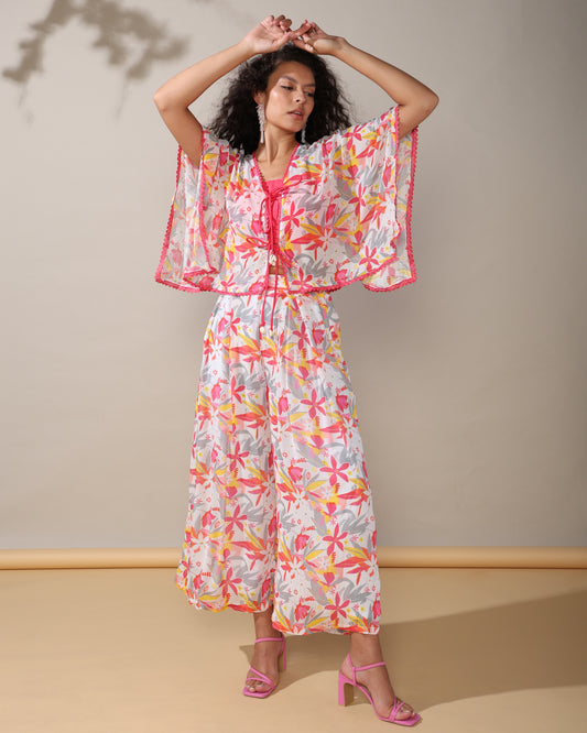 HOK ENSEMBLE- chiffon floral kaftan style set of 3