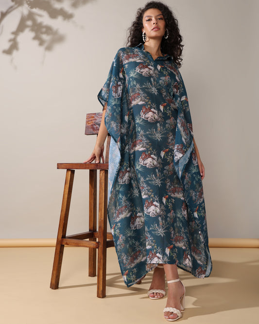 Harmony linen long kaftan dress