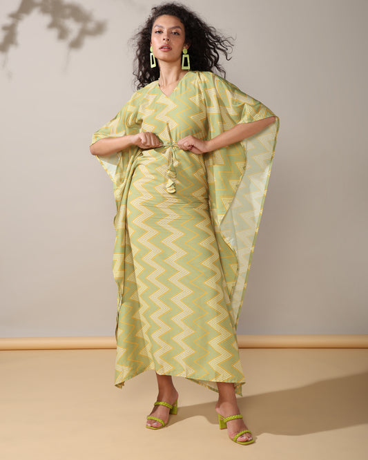 Zigzag long kaftan dress