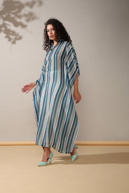 Stripes Linen long kaftan dress