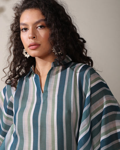 Stripes Linen long kaftan dress