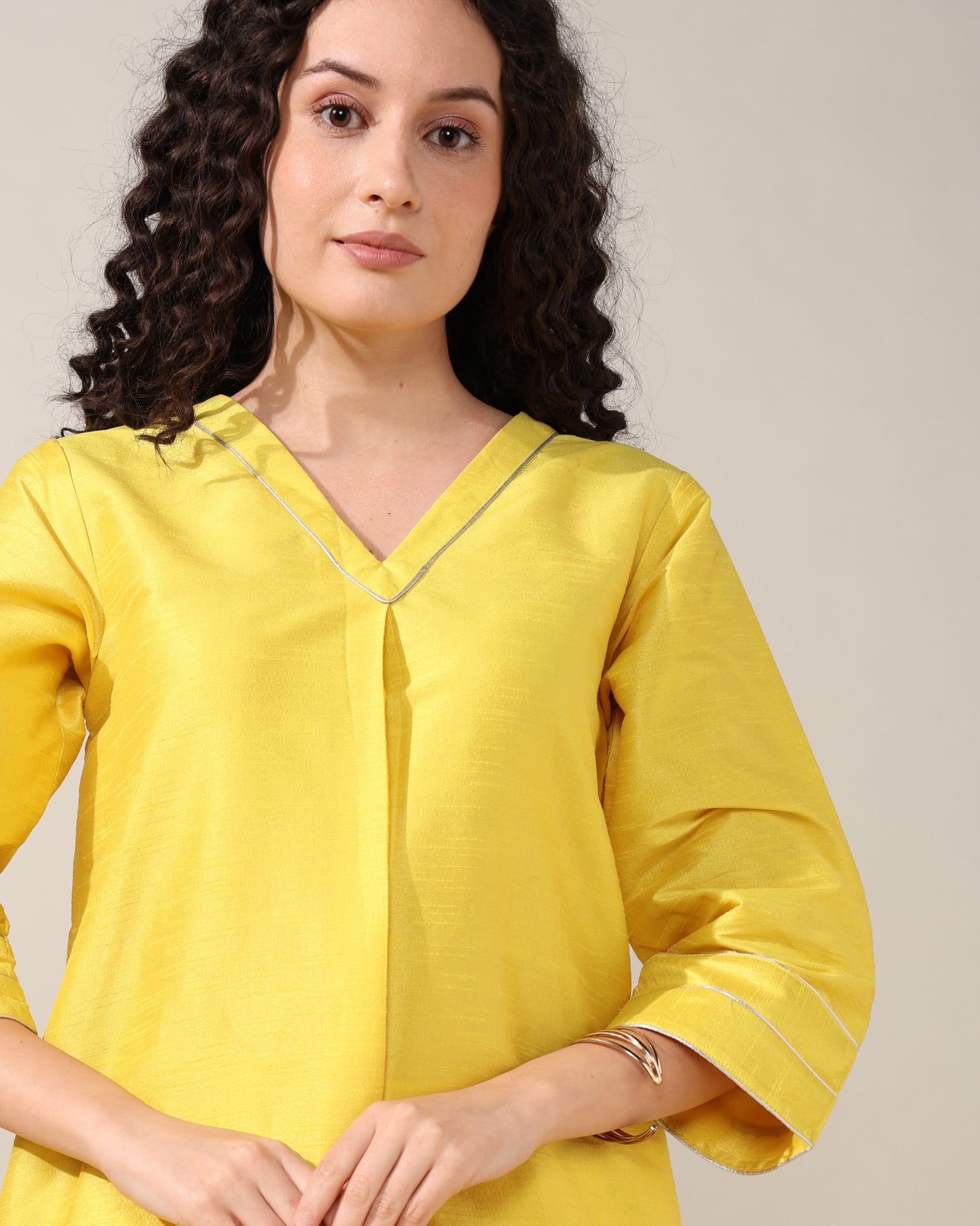 HOK ENSEMBLE - Yellow Dupion silk Suit set