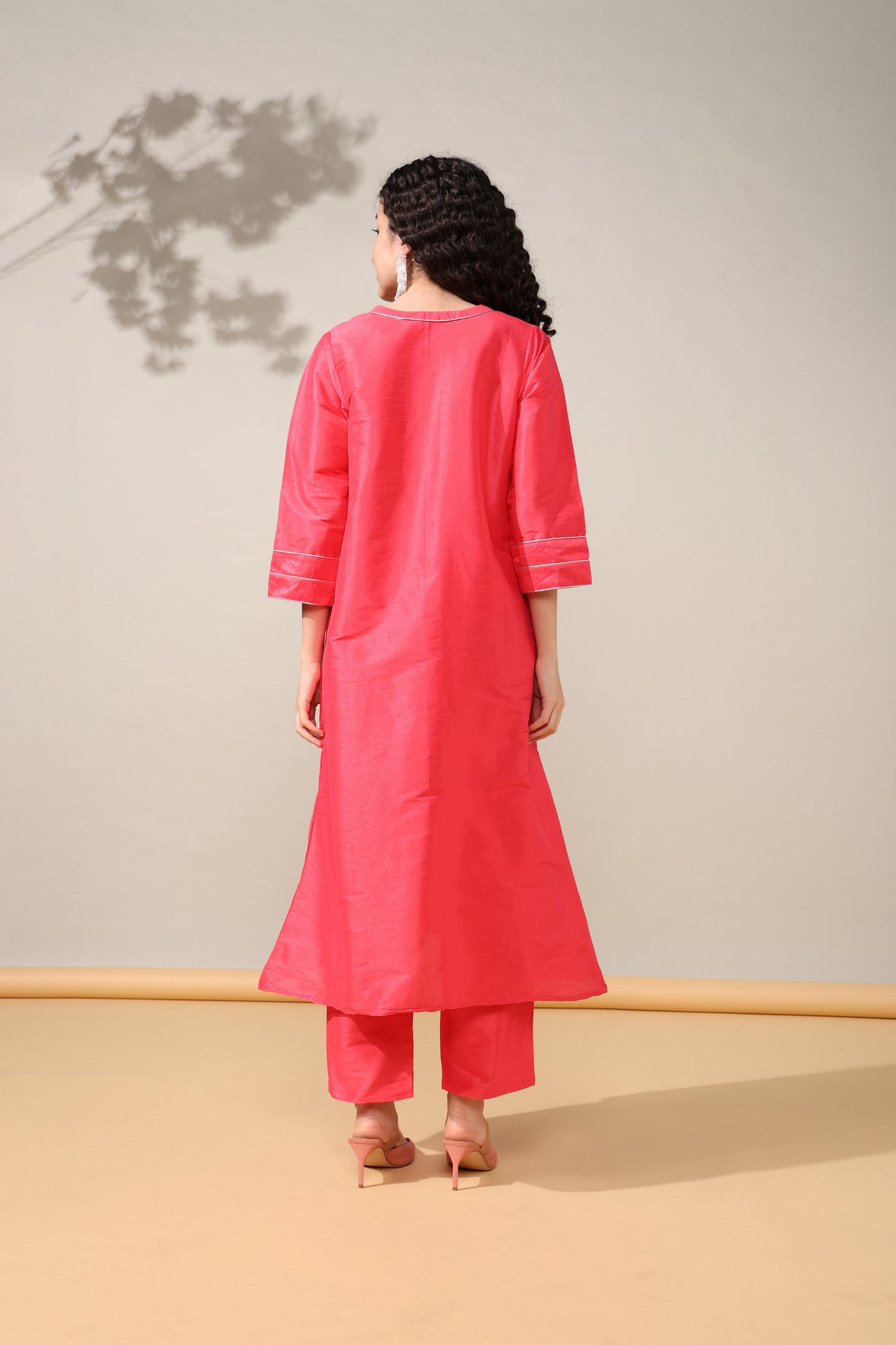 HOK ENSEMBLE - Hot Pink Dupion silk Suit set