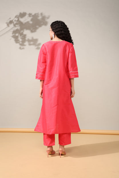 HOK ENSEMBLE - Hot Pink Dupion silk Suit set