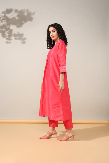 HOK ENSEMBLE - Hot Pink Dupion silk Suit set