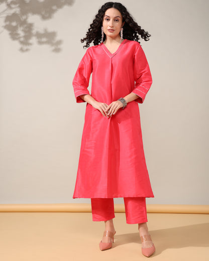 HOK ENSEMBLE - Hot Pink Dupion silk Suit set