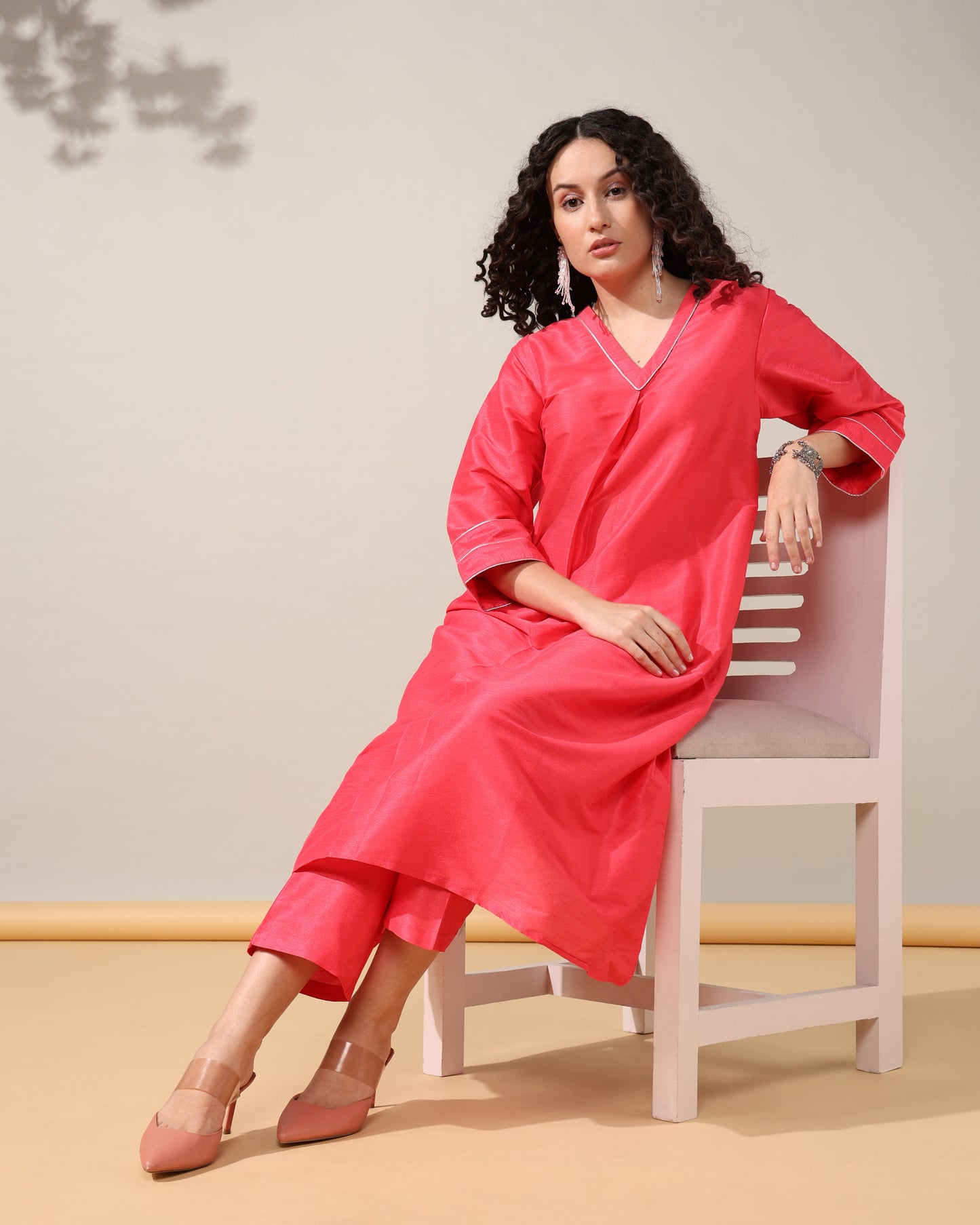 HOK ENSEMBLE - Hot Pink Dupion silk Suit set