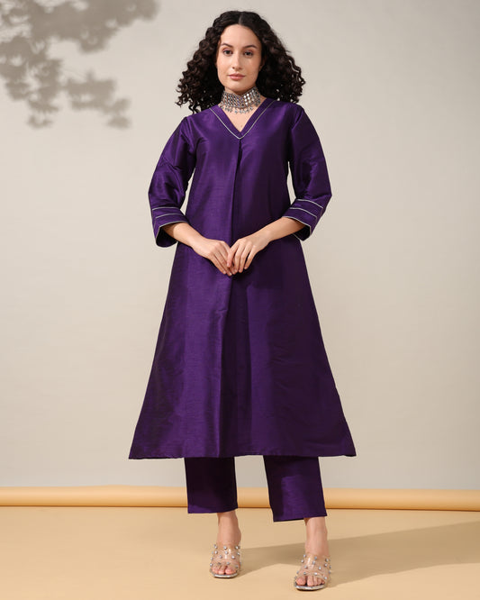 HOK ENSEMBLE - Purple Dupion silk Suit set