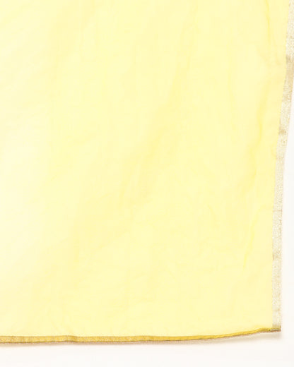 Yellow floral Georgette satin suit with organza dupatta set of 3