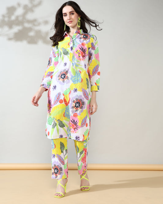 Tropical Teal Lounge Pure Cotton Suit set of 2