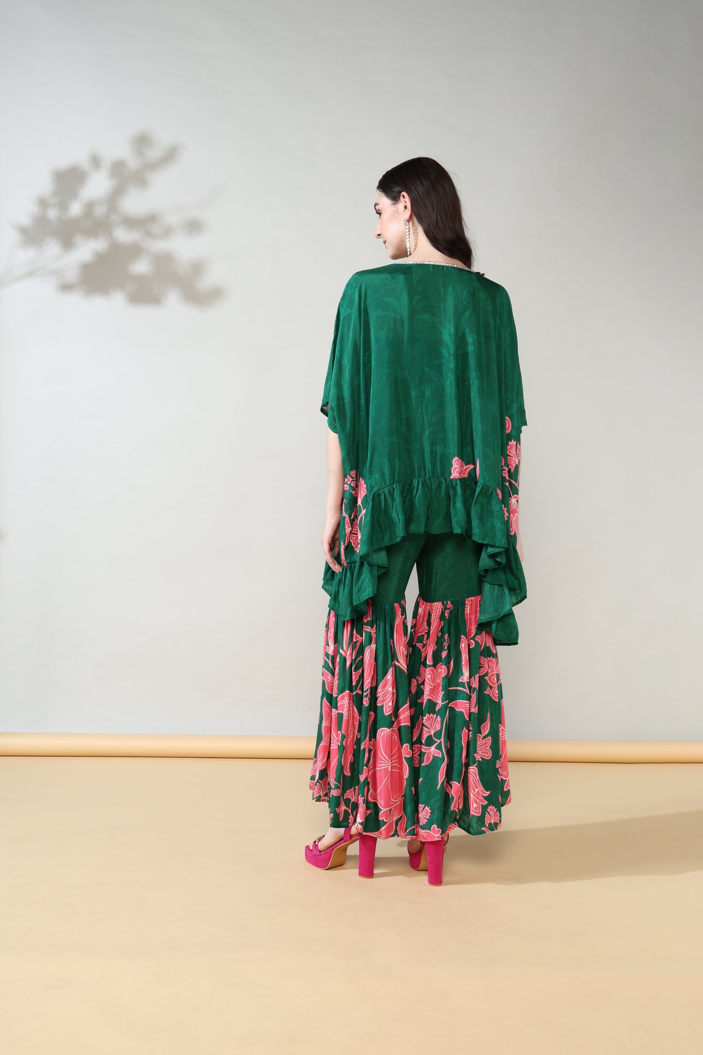 Peach Bloom Pure Muslin Sharara Set of 3