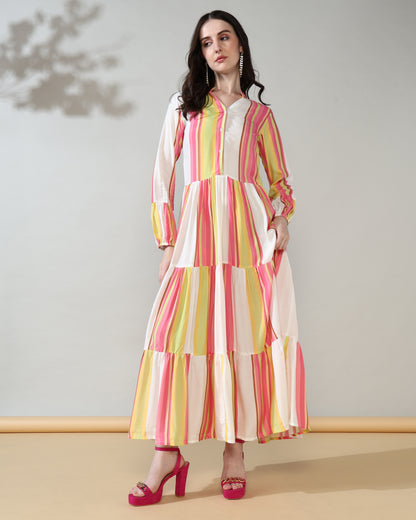 Stripes Luxe  Pure Muslin Lounge Dress