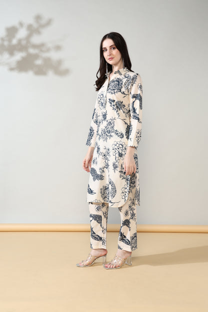Luxe blue flower Drift Pure Cotton Suit set of 2