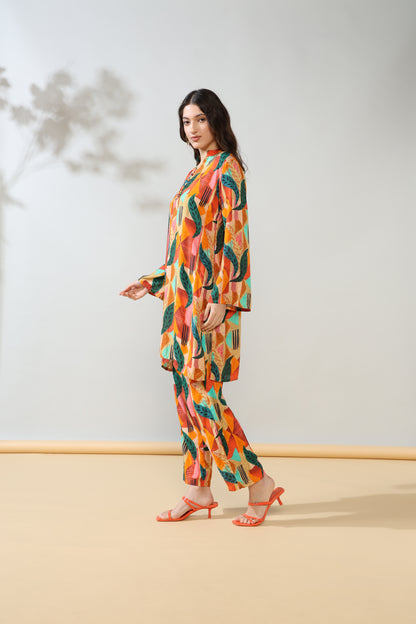 Orange ethnic Pure Muslin Suit Set of 2
