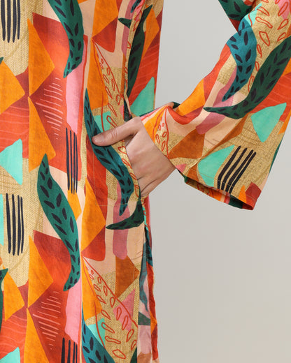 Orange ethnic Pure Muslin Suit Set of 2