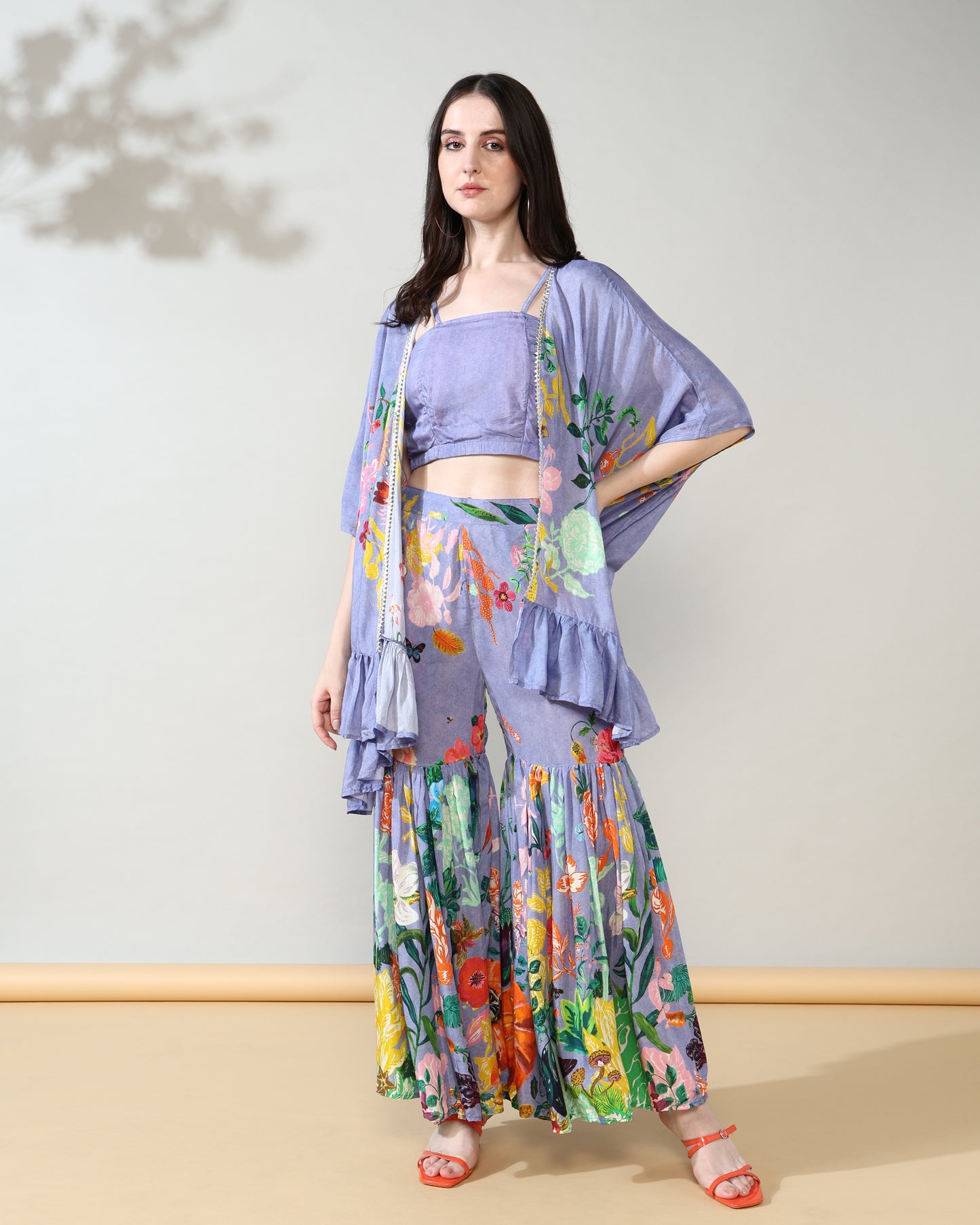 Lavender Chic Pure Muslin Sharara set of 3