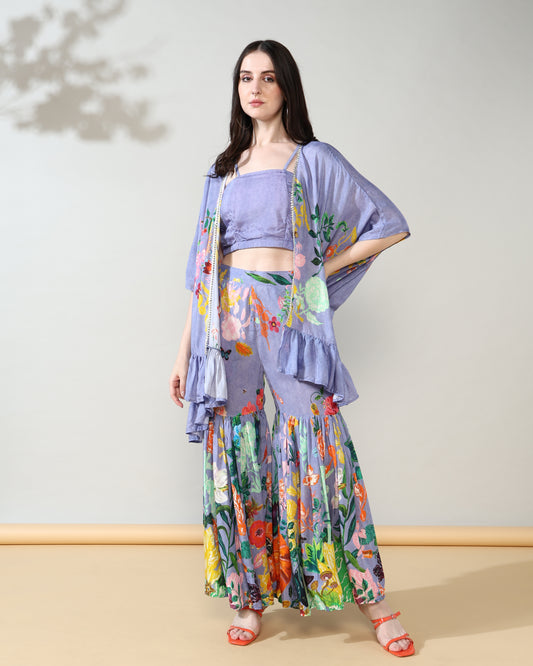 Lavender Chic Pure Muslin Sharara set of 3
