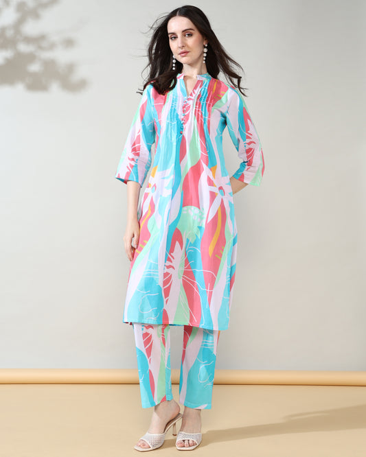 Sky Blue Summer Pure Cotton Suit set of 2