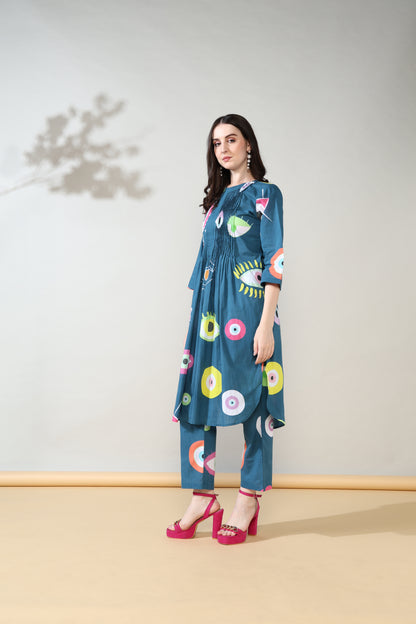 Evil Eye Blue Print Pure Cotton Suit Set of 2