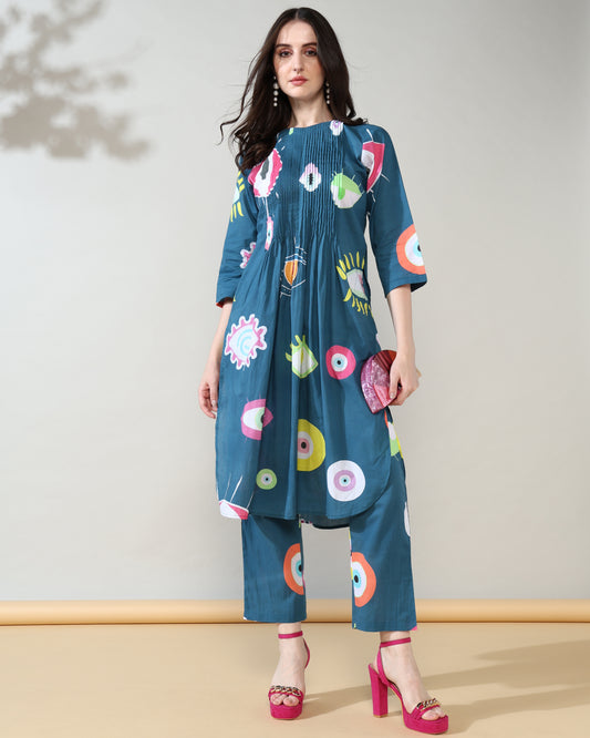 Evil Eye Blue Print Pure Cotton Suit Set of 2