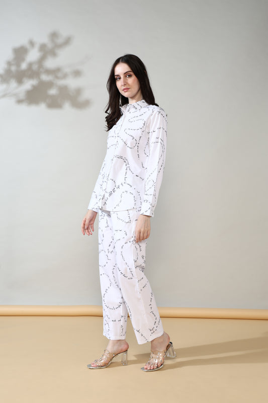 White spread Pure Cotton Poplin Coord Set of 2