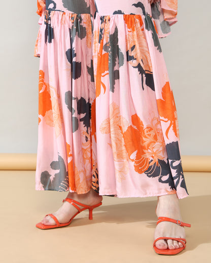 Peachy Orange Pure Muslin Sharara set of 3