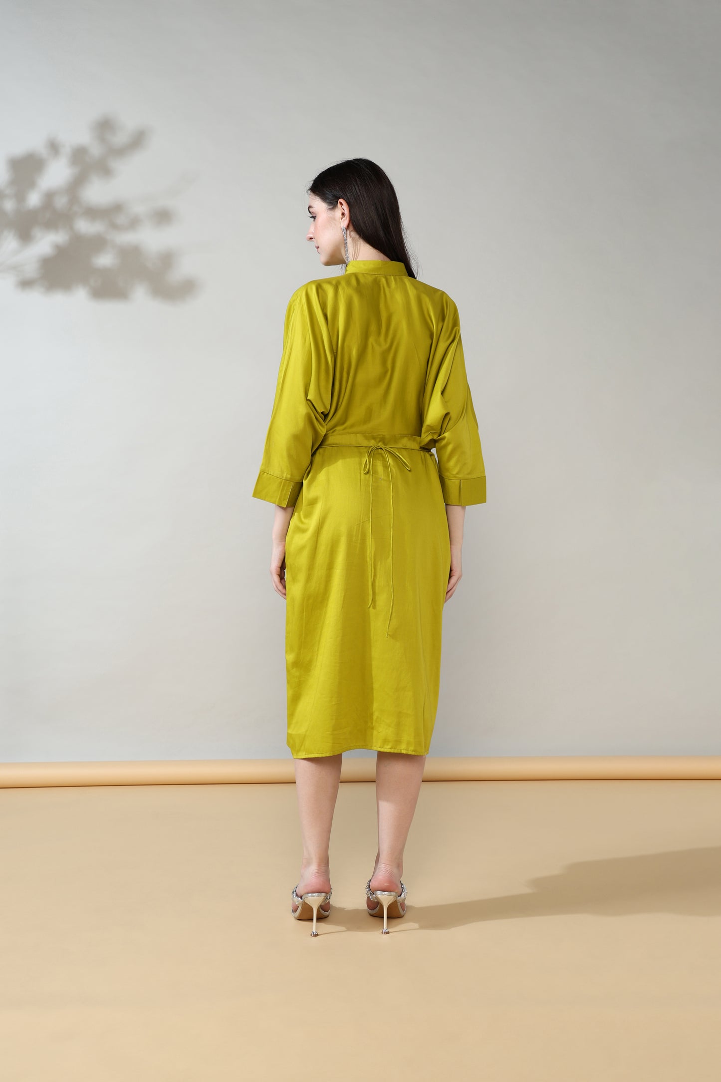 Olive Green Long Shirt Dress