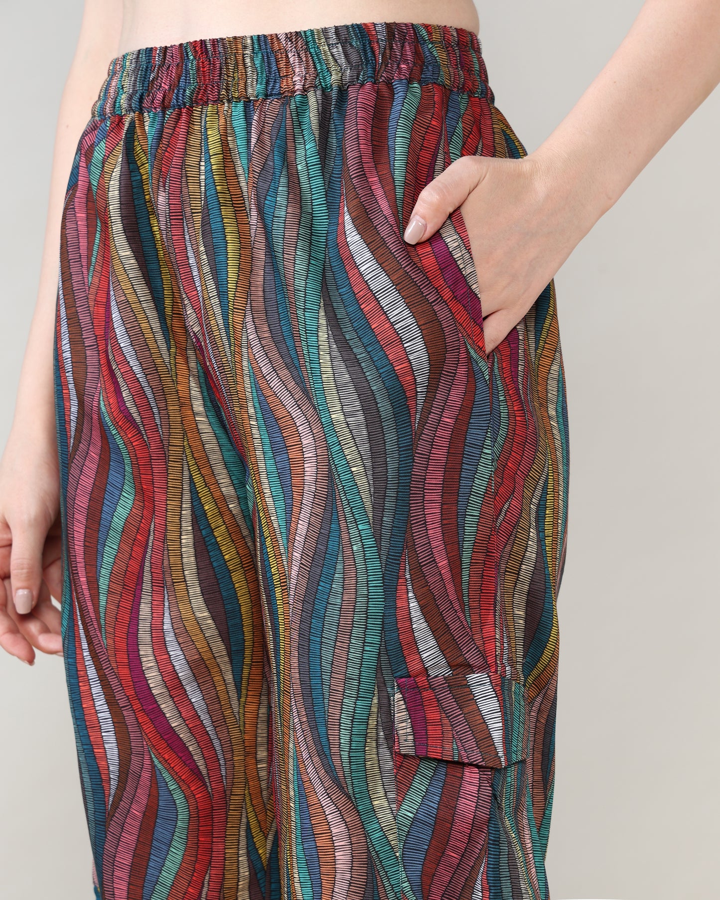 Multicolour line Rayon coord set of 2