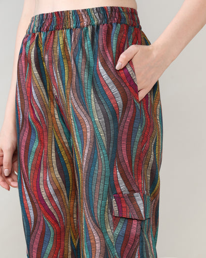 Multicolour line Rayon coord set of 2